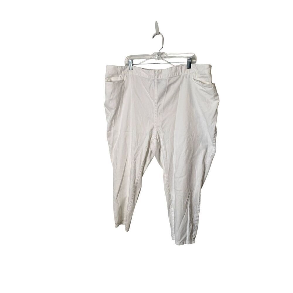 Catherines Everyday Fit Womens Pant 3XWP White Pull On Elastic Waist Denim Jeans